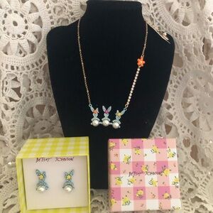 Betsey Johnson Bunny Necklace and Earring Set